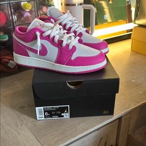 Nike Air Jordan 1 Low Fuchsia and White Sneakers